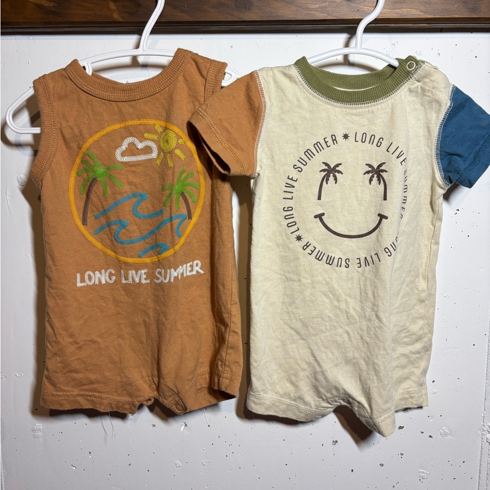 George Olive and Cream Baby Rompers